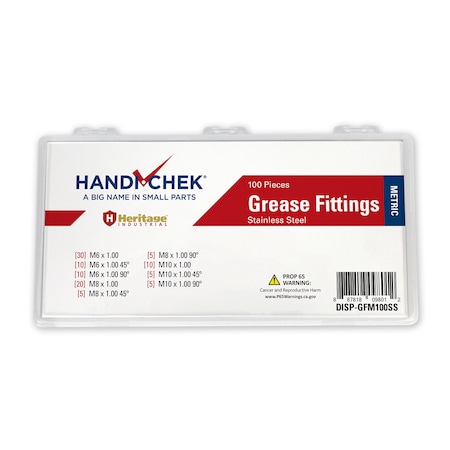 Handi-Chek Metric Grease Fitting SS Assort 100pc DISP-GFM100SS